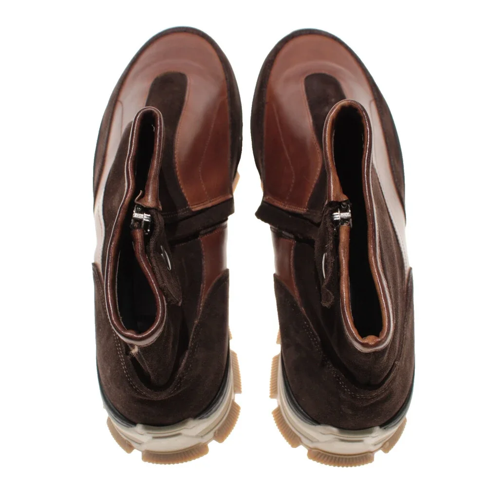 Di Bianco NWD Boots Size 42 (US 9) in Brown Suede & Leather Made in Italy